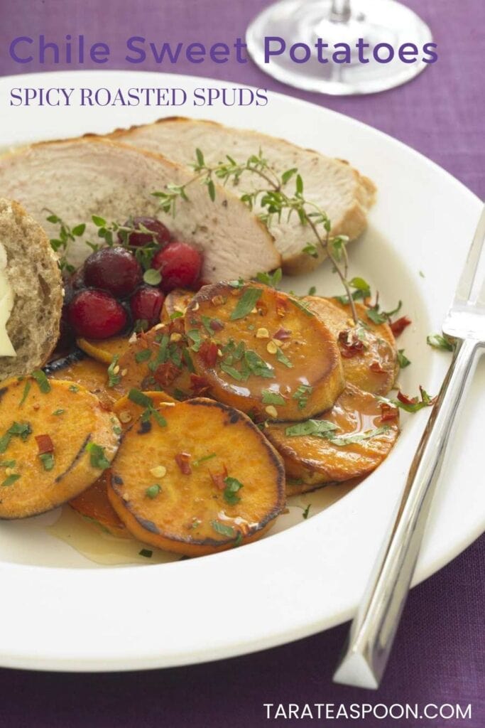 Pinterest graphic for Chile Sweet Potatoes recipe on Tara Teaspoon.