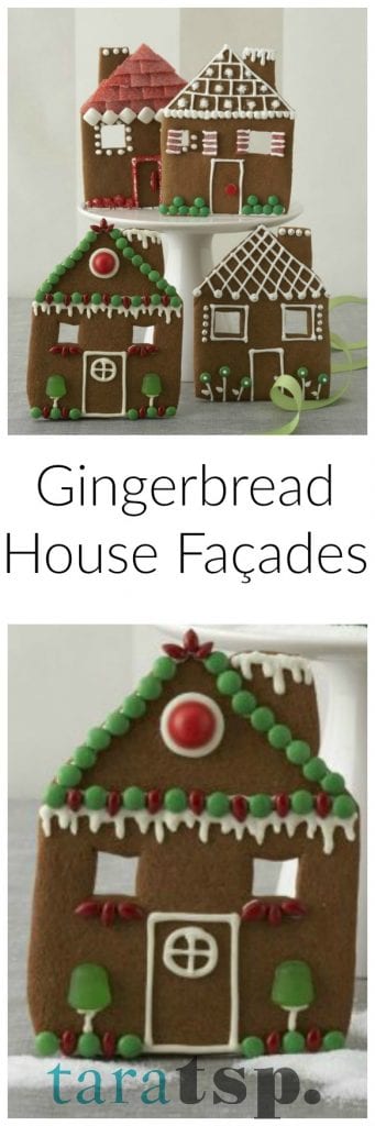 Pinterest image for Gingerbread House Façades with text