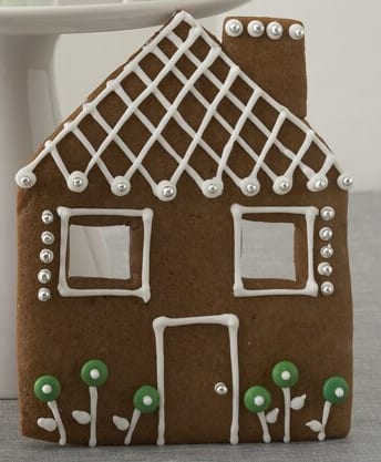 Gingerbread House Facade decorated with white icing