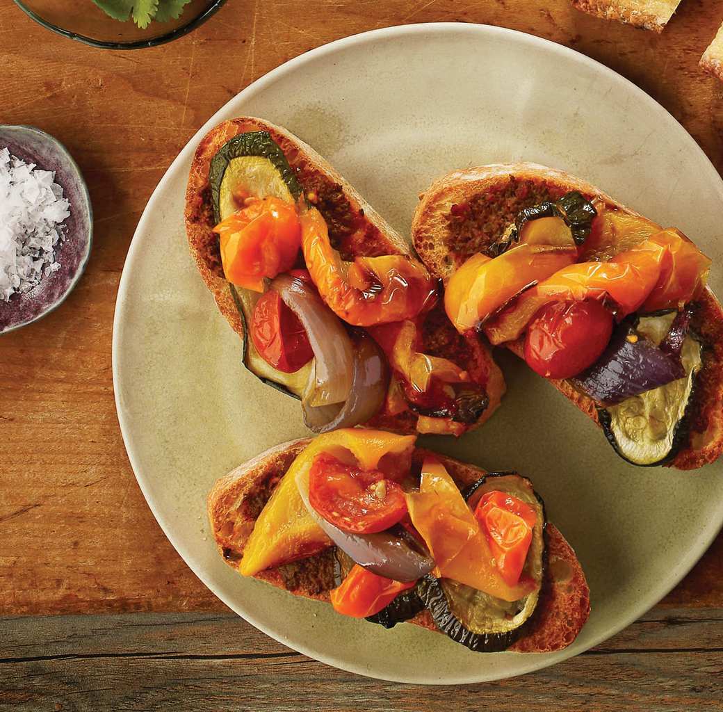 Tapenade Toasts With Roasted Vegetables
