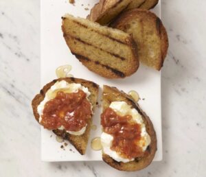 Tomato Chutney Toast with Ricotta and Honey recipe image