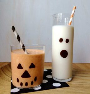 Easy Pumpkin Milkshakes in Spooky Glasses