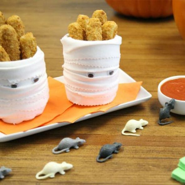 DIY Mummies Mozzarella Sticks Halloween Snack