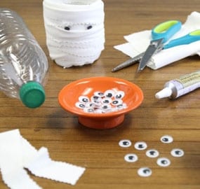 Set-up to make Mozzarella Stick Mummy Bowls