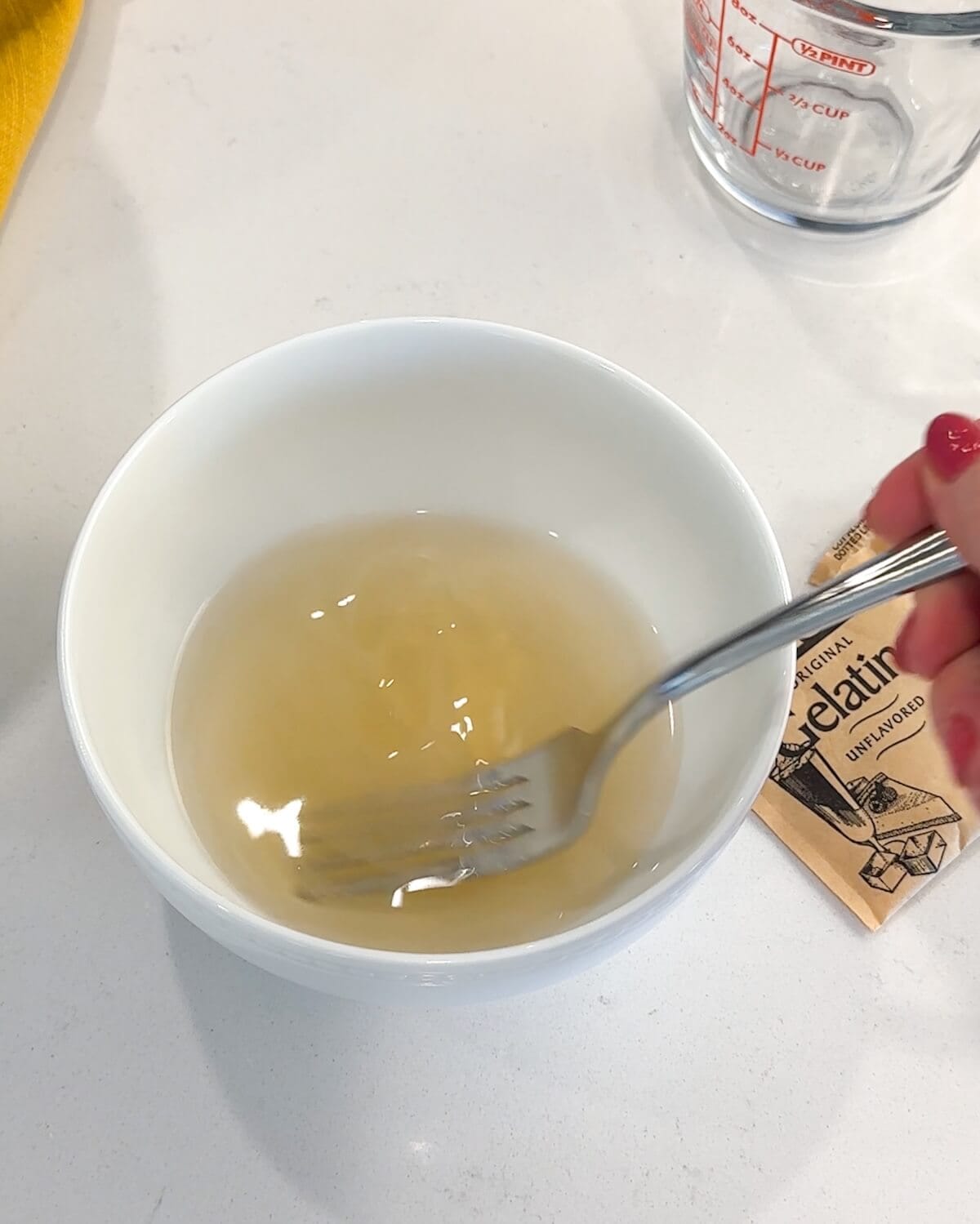 Gelatin blooming in water.