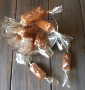 Salted Vanilla Caramels in glass bowl