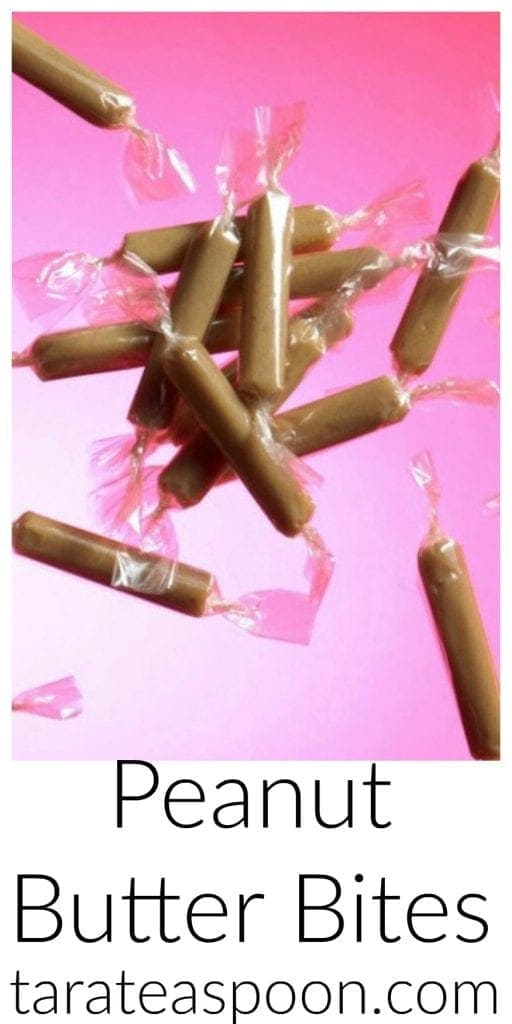 Pinterest image for Peanut Butter Bites with text