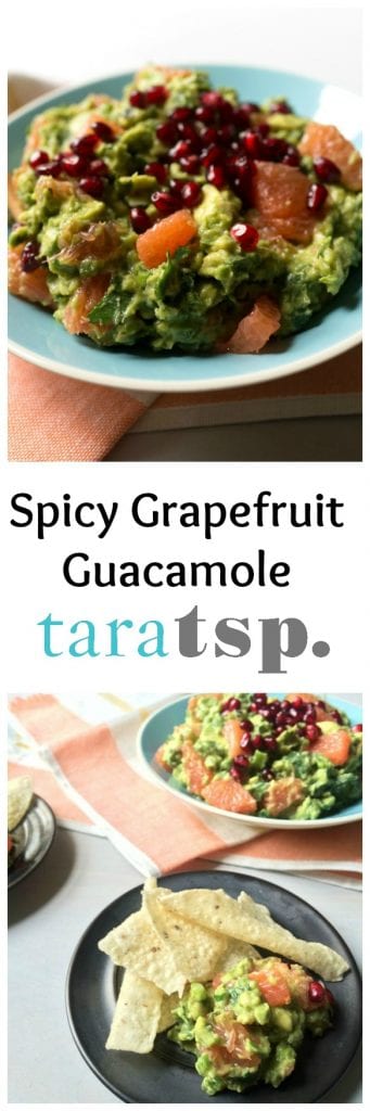 Pinterest image for Spicy Grapefruit Quacamole with text