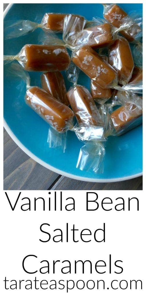 Pinterest image for Vanilla Bean Salted Caramels with text