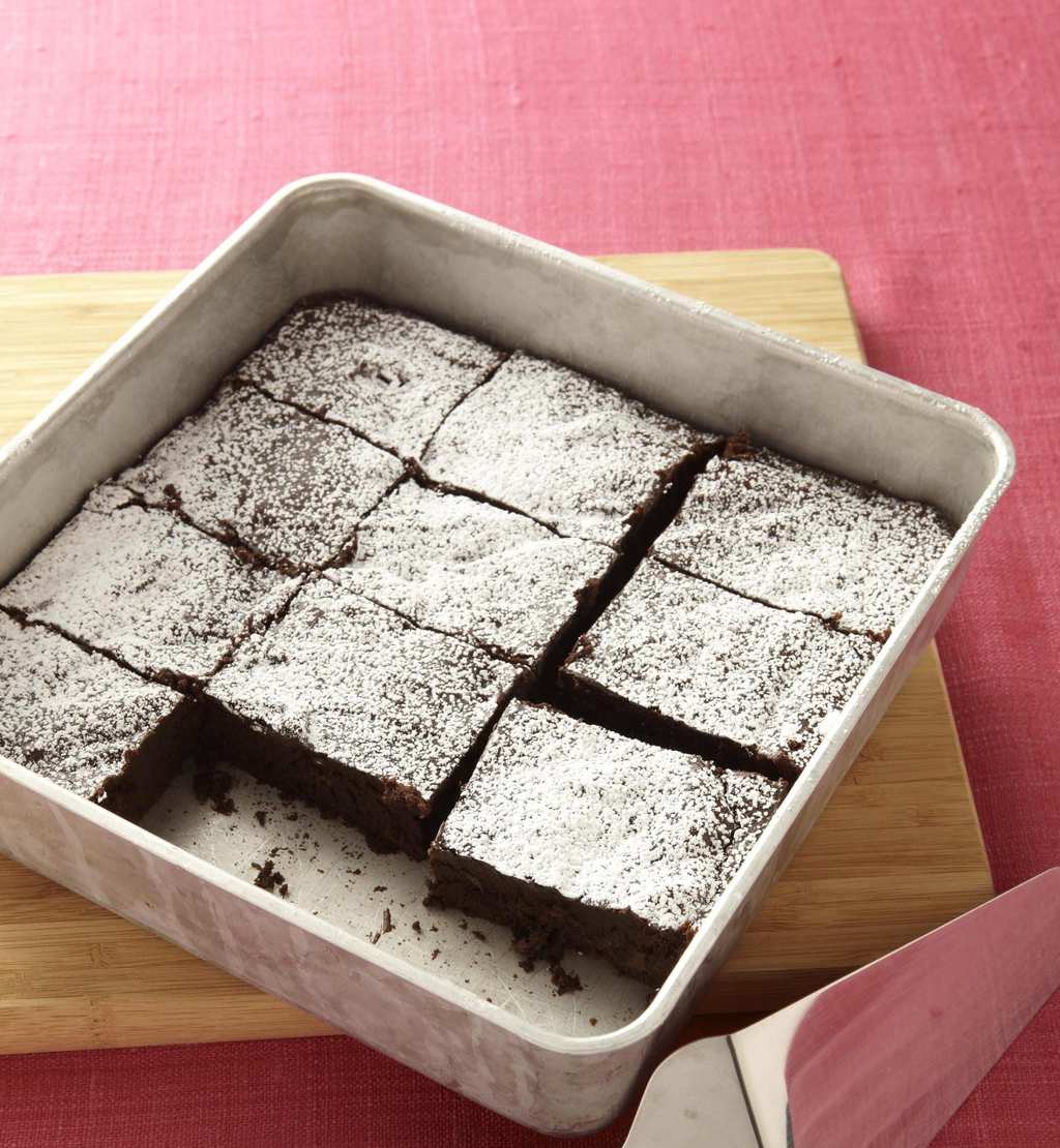 Squares of fudgy squash brownies with veggies