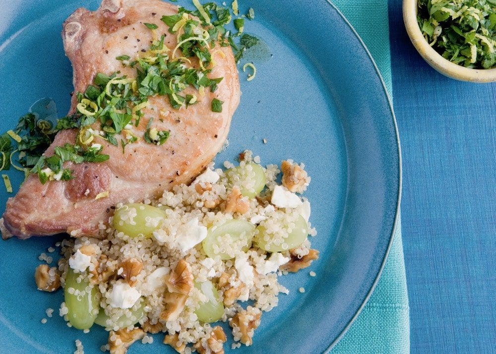 pork chops with parsley and quinoa