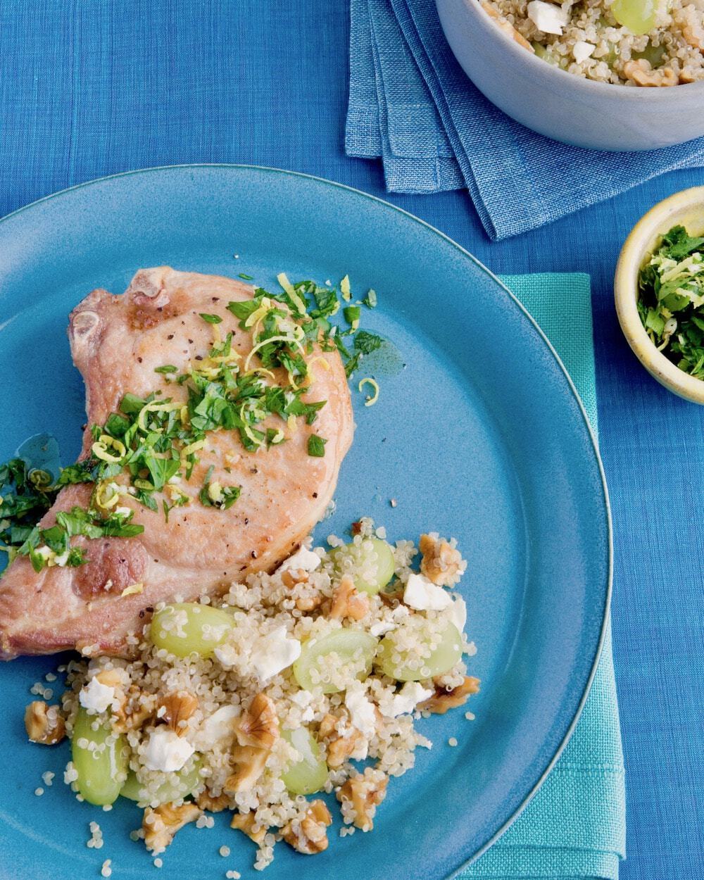 Pork chop dinner with quinoa