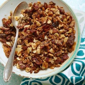 Close up image of Crunchy Bacon Granola bowl