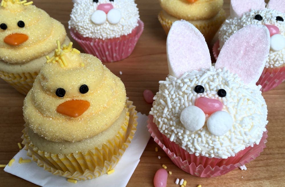 Easter Bunny and Chick Cupcakes