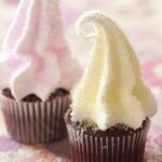 Marshmallow Cupcakes with yellow and pink sugar
