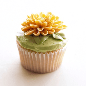 Vanilla Cupcake with flower made from icing on top