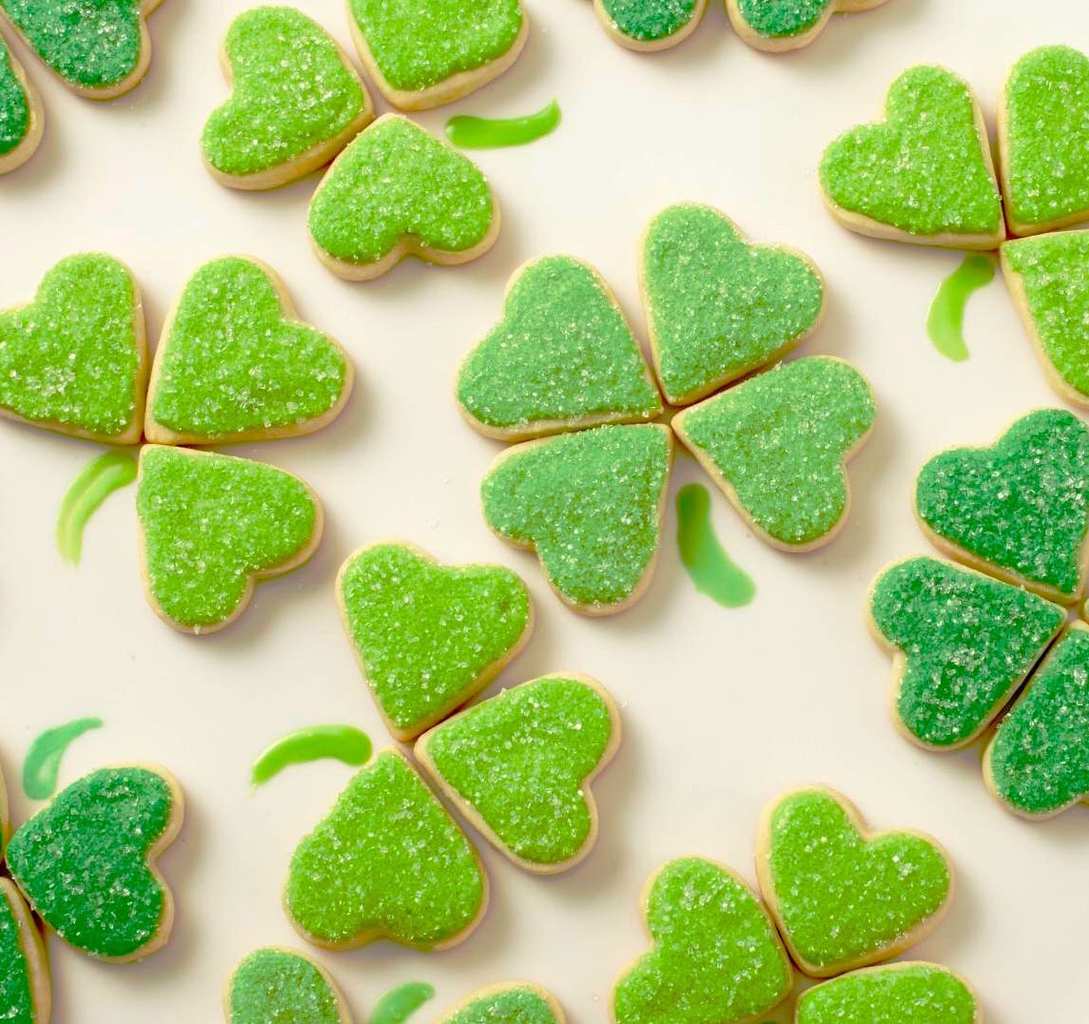 Irish Heart Shamrock Cookies