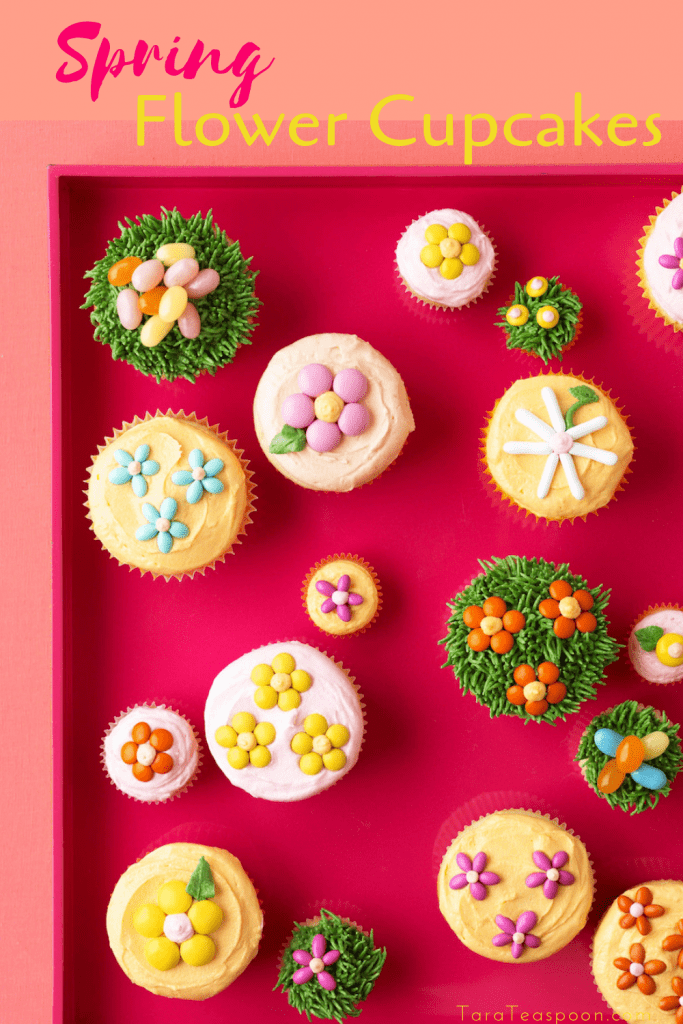 spring cupcakes on pink pin