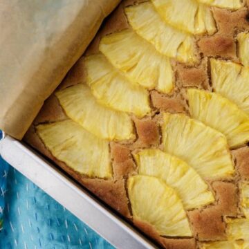 Ginger Pineapple Snack Cake in baking pan