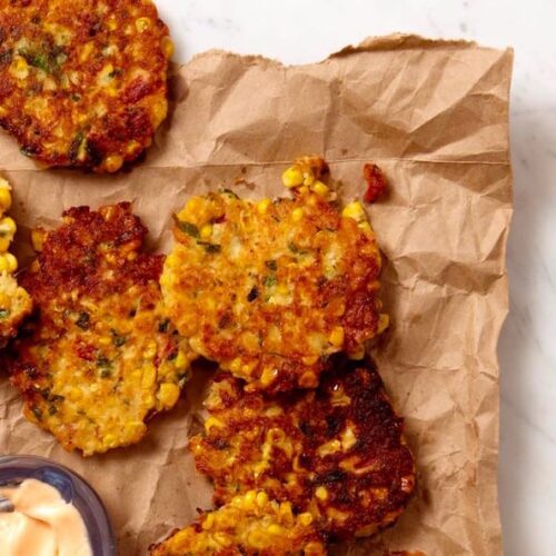 Fresh Corn Fritters with Cheddar and Pimentos - Tara Teaspoon