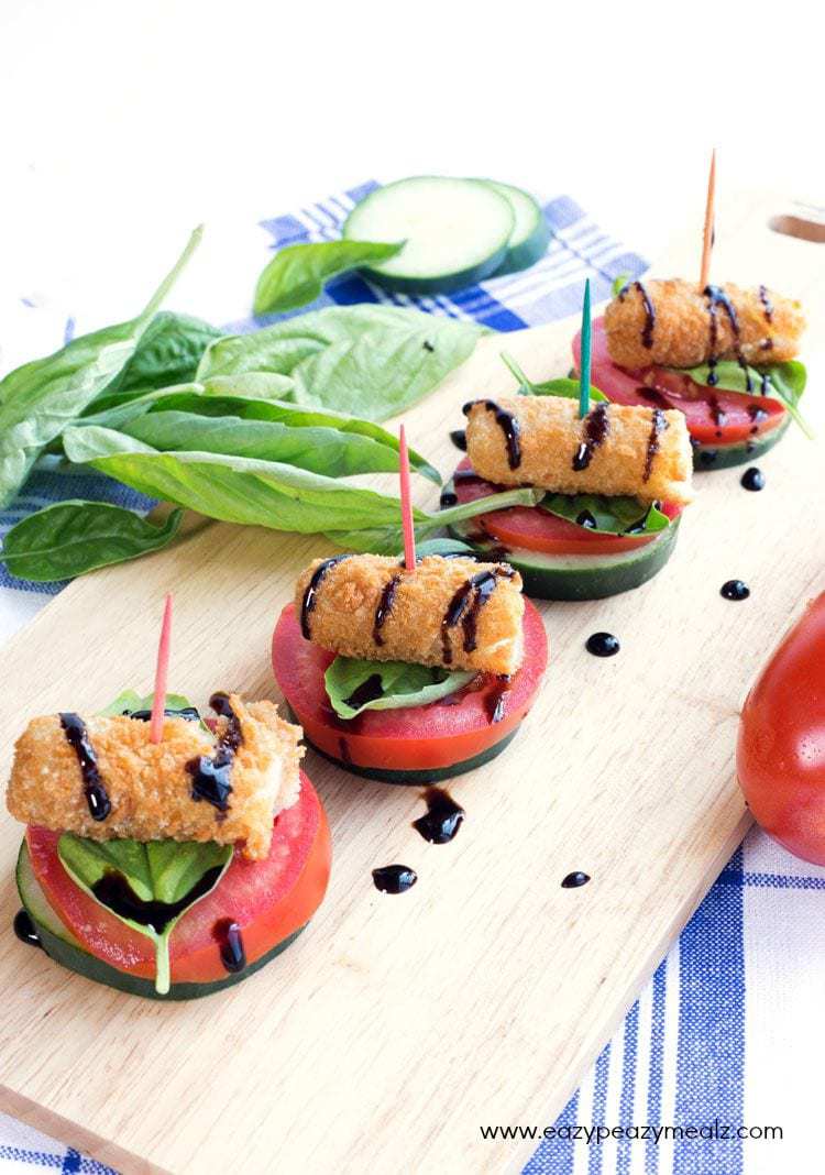 Fried Mozzarella Caprese Bites