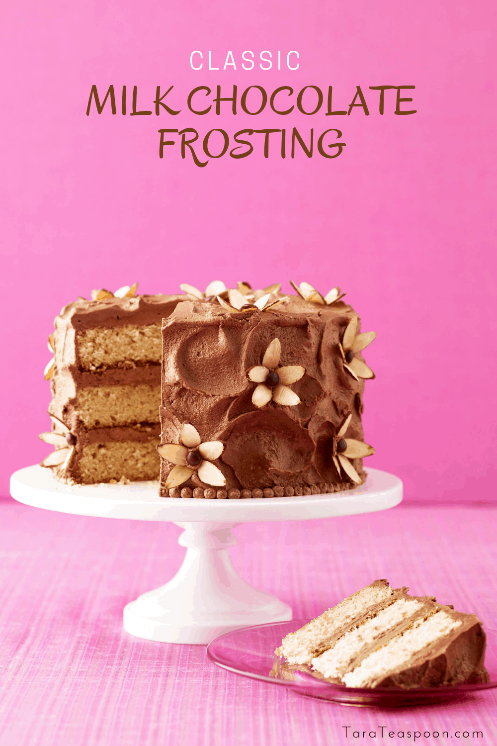 Milk chocolate frosting on layer cake pin