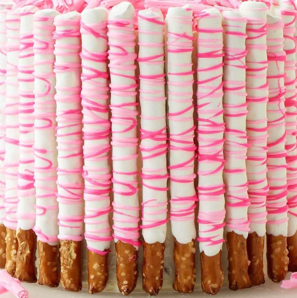 Pink Pretzel Party Cake