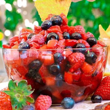 The Slow Roasted Italian Summer Berry Fruit Salsa recipe image with text