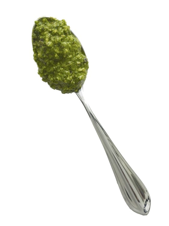 Arugula pesto in spoon