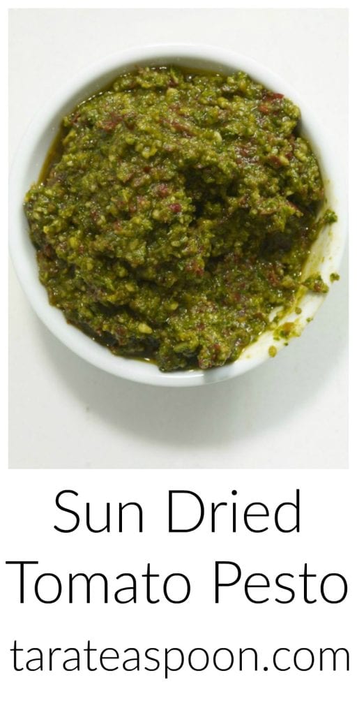 Pinterest image for Sun Dried Tomato Pesto with text