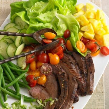 Marinated Thai Beef Salad on platter
