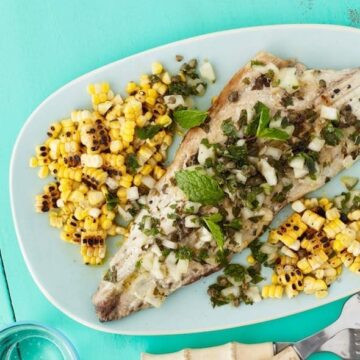 Grilled fish with capers and corn feature image