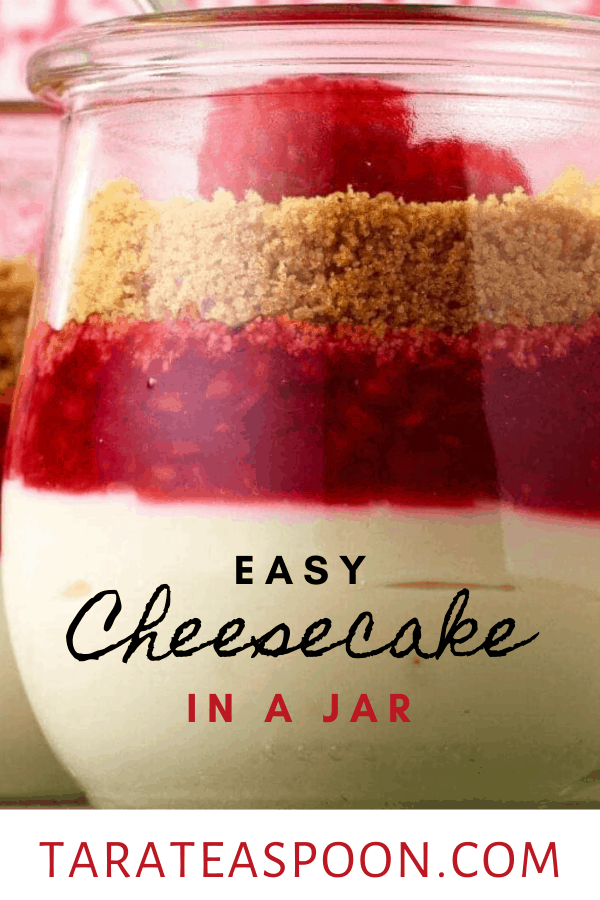 easy cheesecake in a jar recipe pin