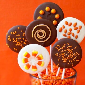 Halloween Chocolate lollipops with candy spinrkles on sticks