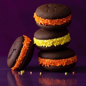 Whoopie Pies for Halloween on purple background