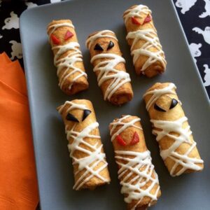 Pizza Roll Ups Mummy Snacks recipe image