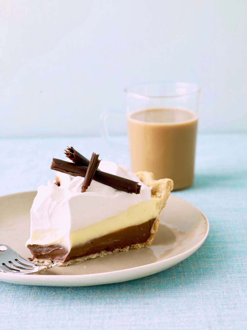 Black Bottom Pie with chocolate curls