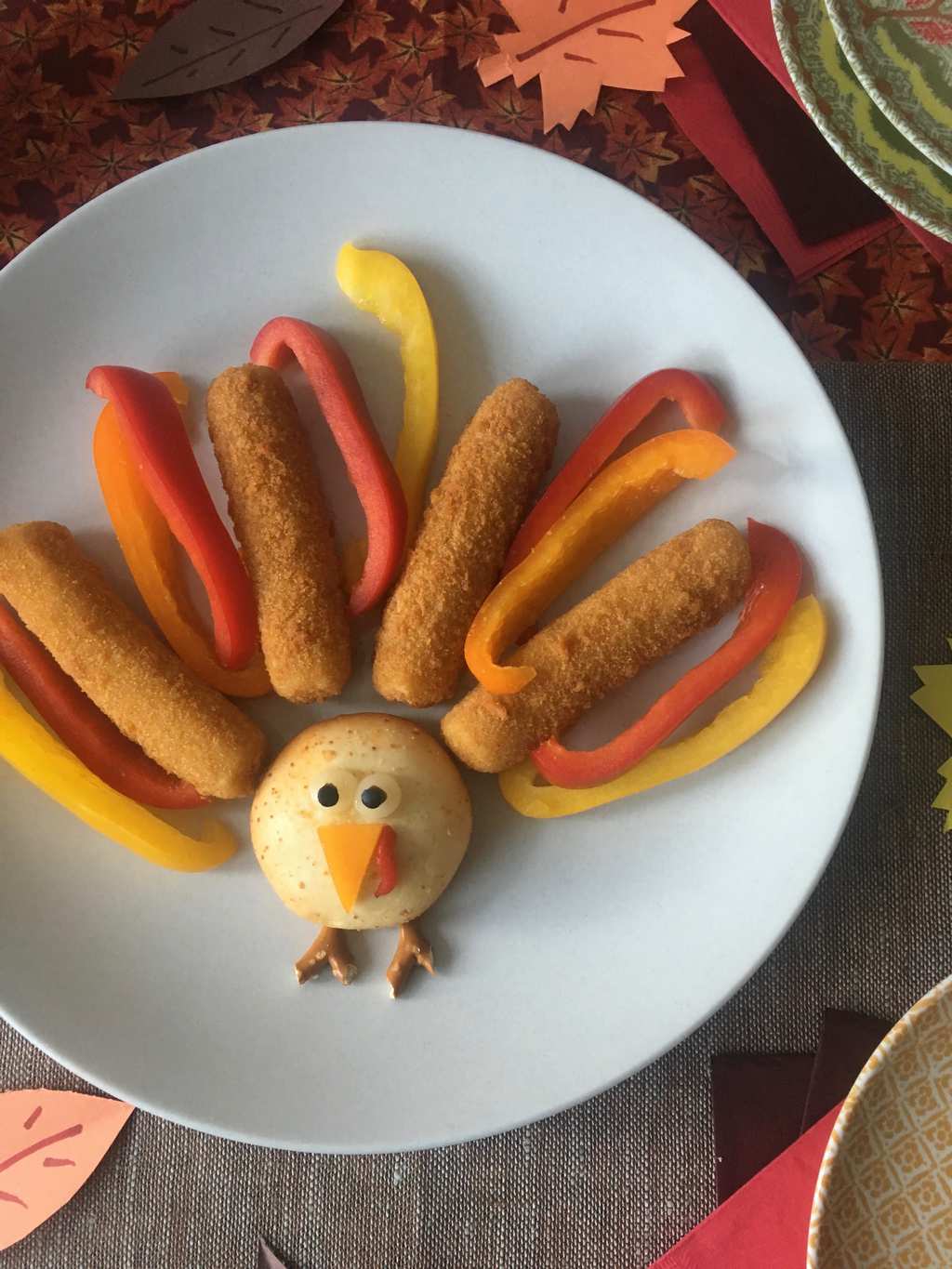 Mozzarella Sticks Turkey Snacks on white plate - close
