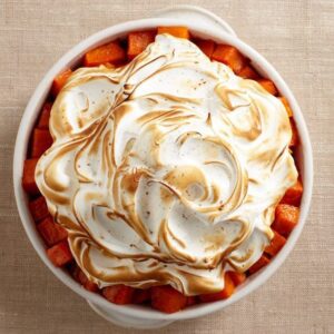 baked sweet potato cubes with cinnamon meringue feature recipe image