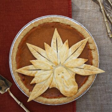 Turkey pie curst on pumpkin pie created by Tara Teaspoon