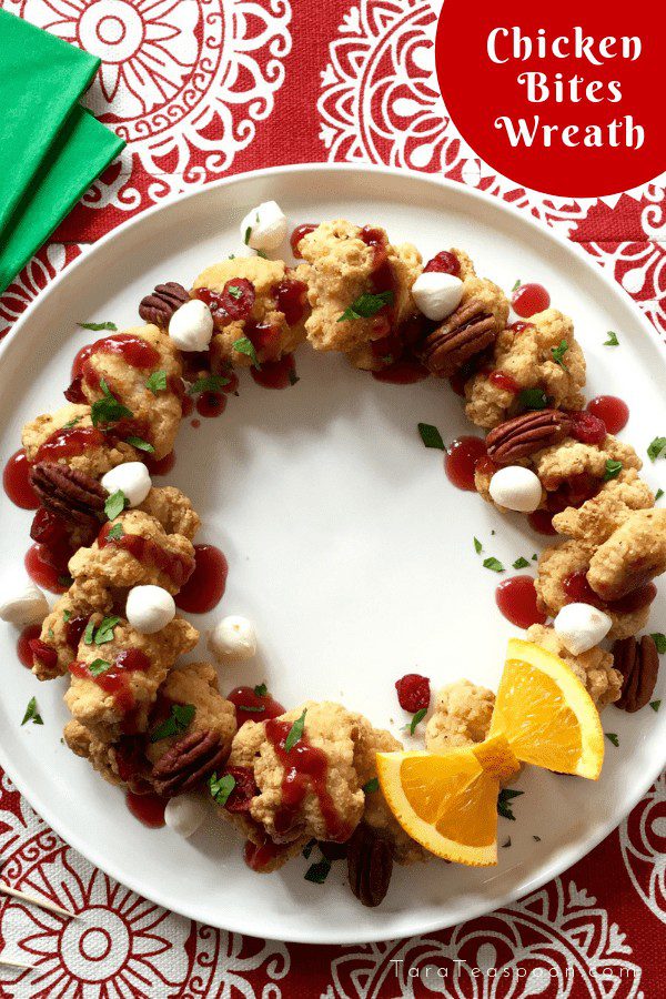 Chicken Bites Wreath for Christmas Entertaining pin image