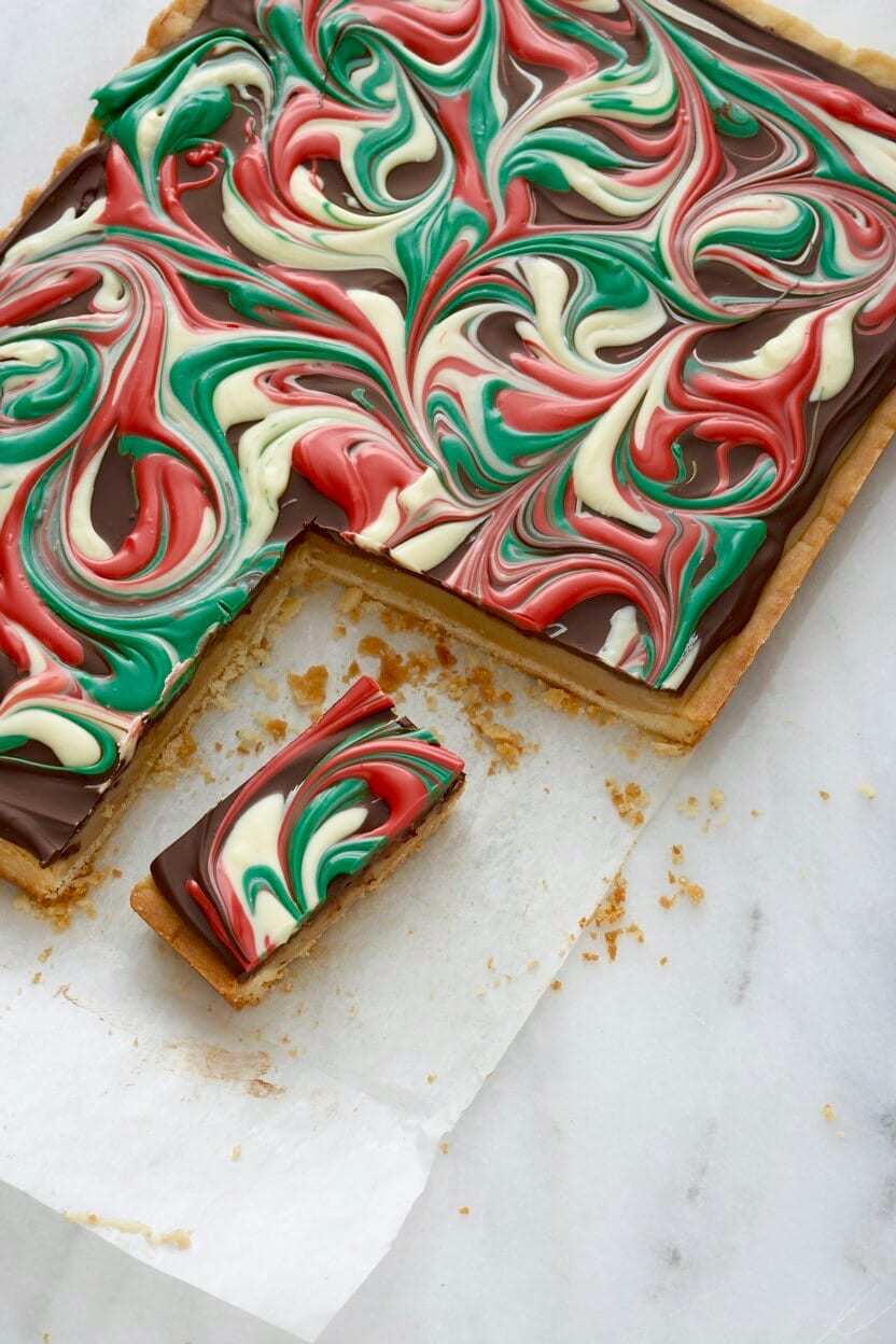 Dulce de leche bars on parchment
