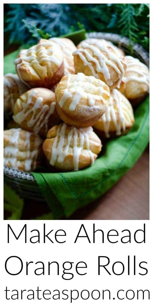 Pinterest image for Make Ahead Orange Rolls with text