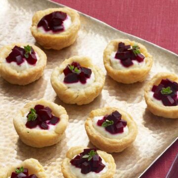 Beet and Farmer Cheese Tartlets close up recipe image
