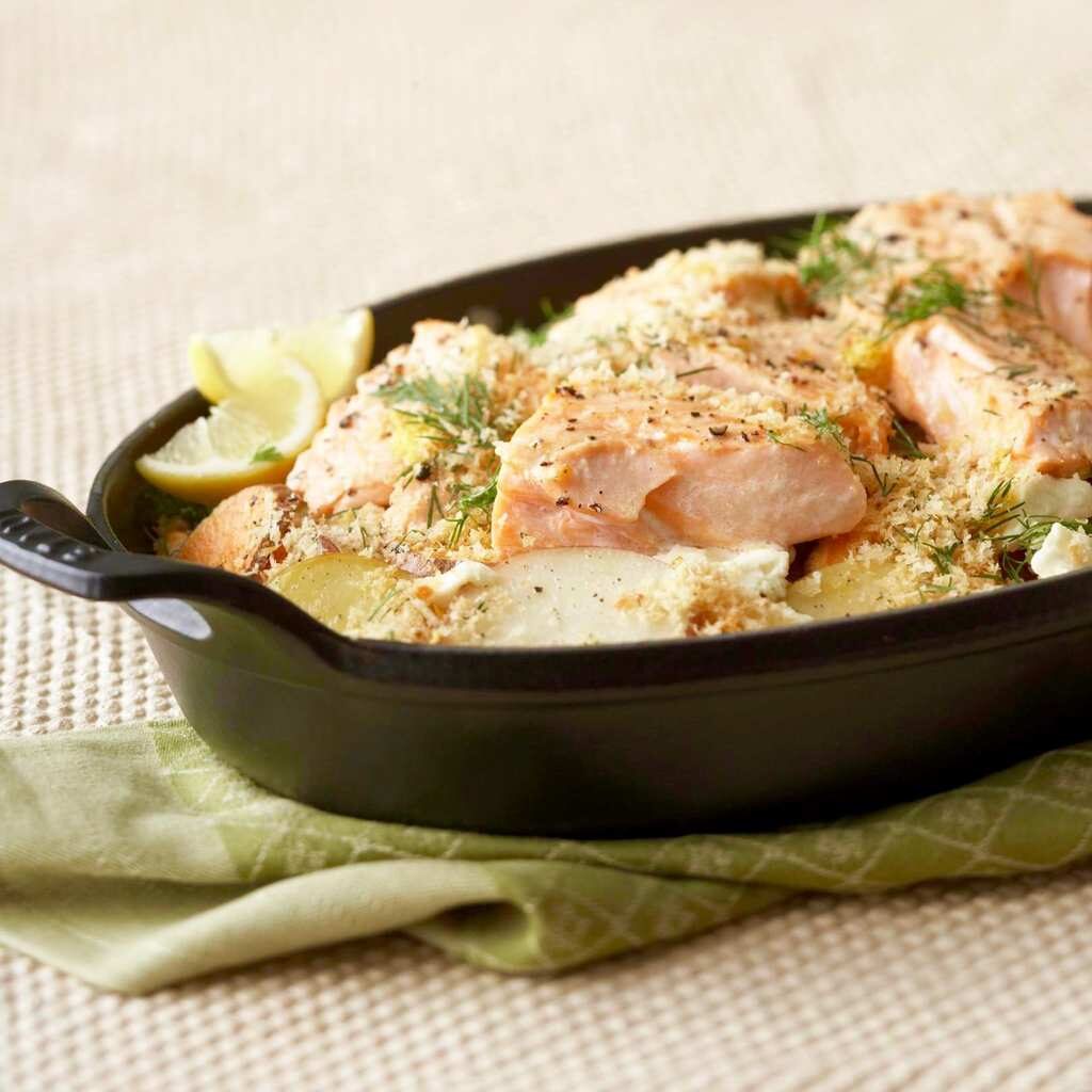 Easy Dinner Potato Salmon Bake is a delicious one dish meal