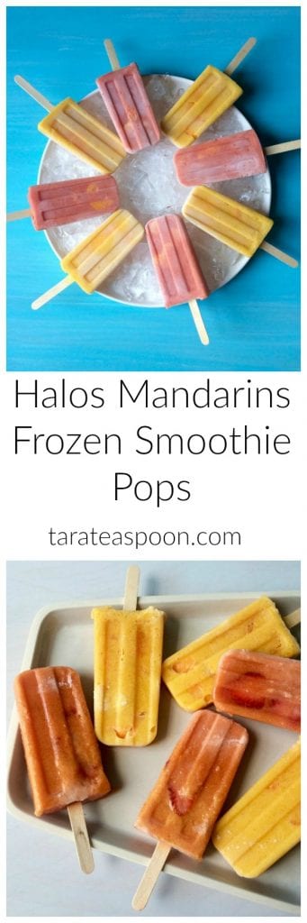 Pinterest image for Halos Mandarins Frozen Smoothie Pops with text