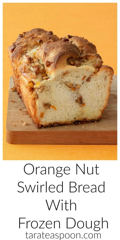 Pinterest image for Orange Nut Swirled Bread With text