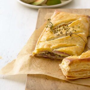 Breakfast Turnover cut into on a board