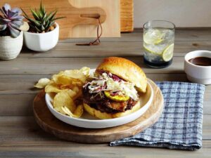 Slow Cooker Brisket Sandwich bun off Tara Teaspoon