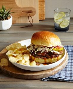 Slow Cooker Brisket Sandwich on plate Tara Teaspoon